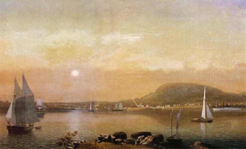 Fitz Hugh Lane Blick von Negro Island auf den Hafen und die Berge Von Camden